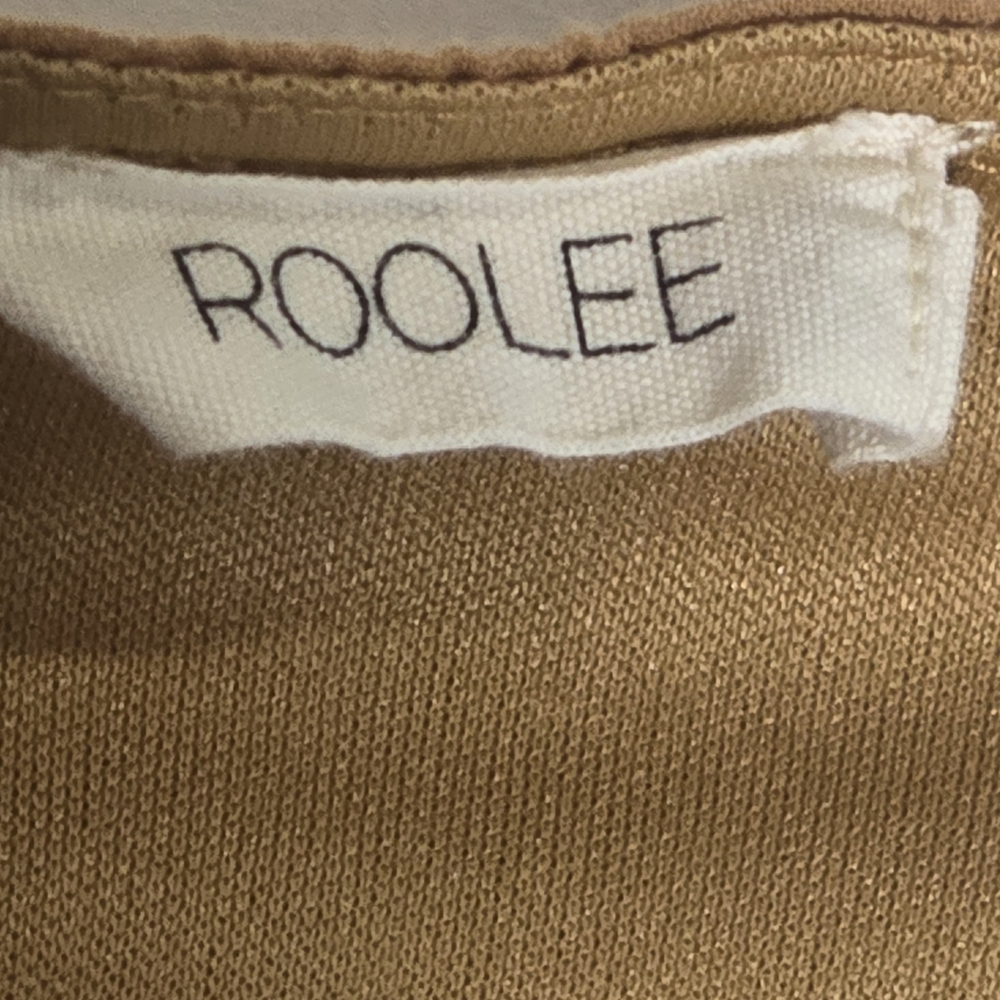 ROOLEE Brown Embroidered Midi Dress Small Boho Cottagecore Prairie Cotton Lined - Picture 4 of 9